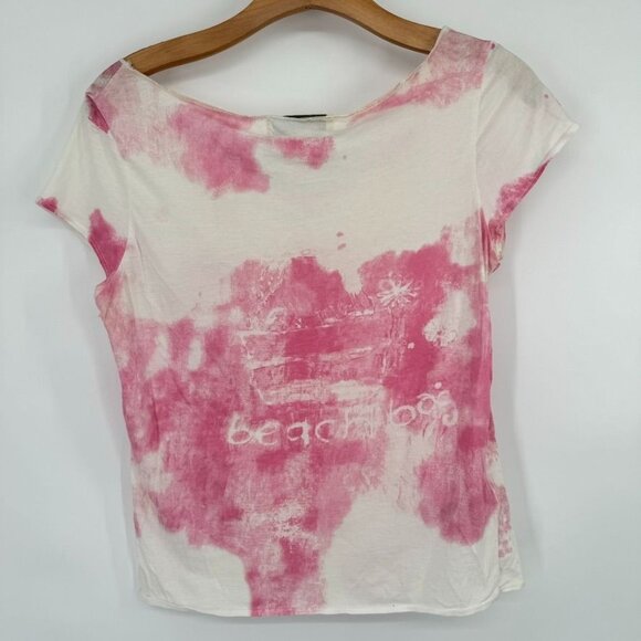 Susan Bristol top Womens size Medium Pink Tie Dye Beach Bag Print T Shirt - Picture 6 of 8